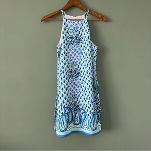 Lilly Pulitzer Pearl Romper Dress Side Slits in Blue Paisley Pineapple Size 00